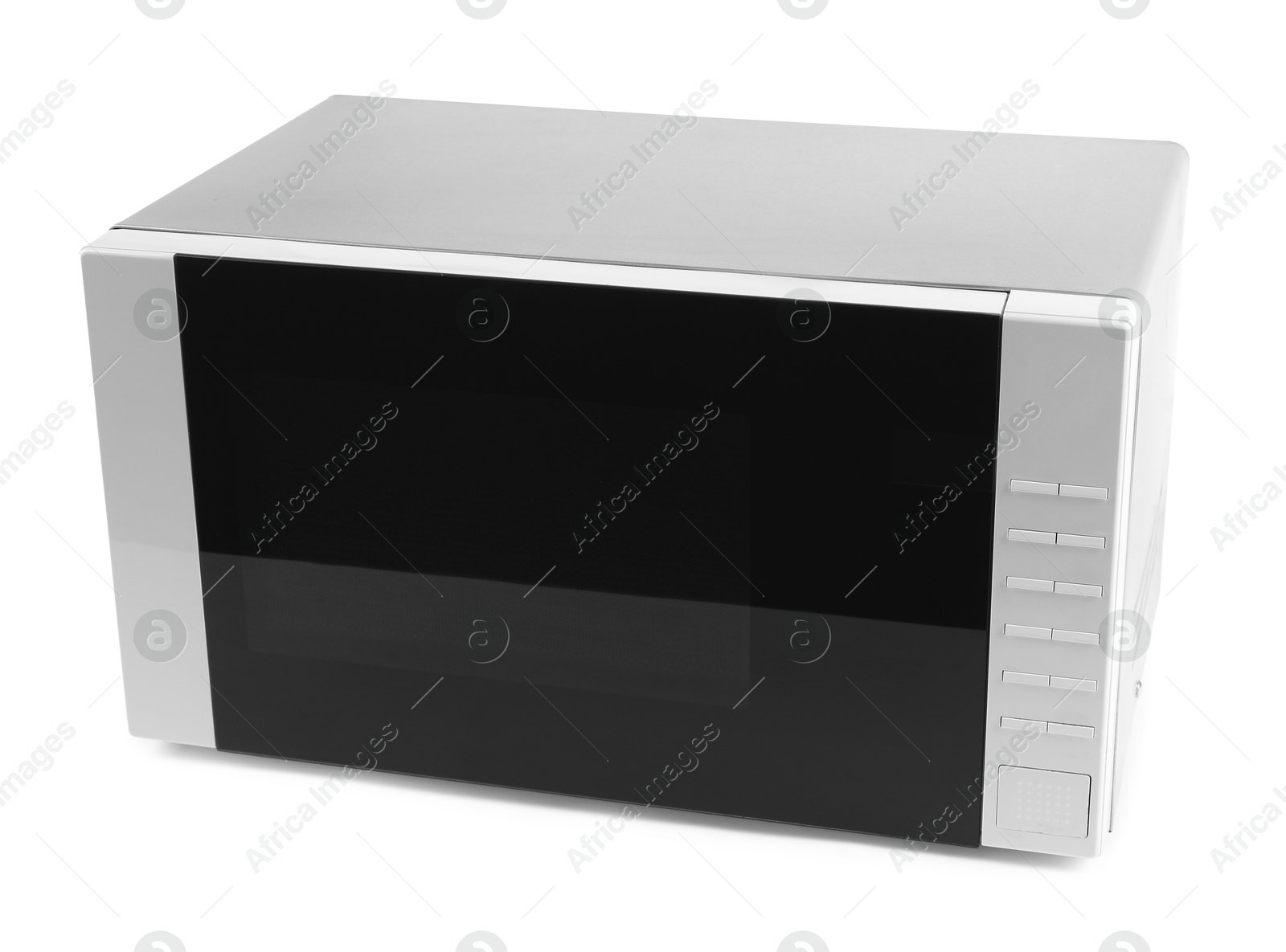 Photo of Closed modern microwave oven isolated on white