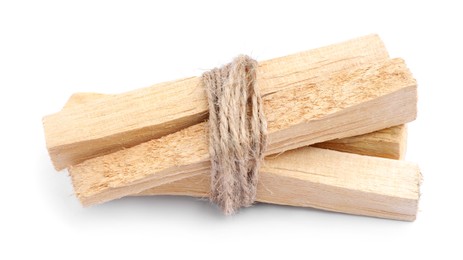 Bunch of palo santo sticks on white background