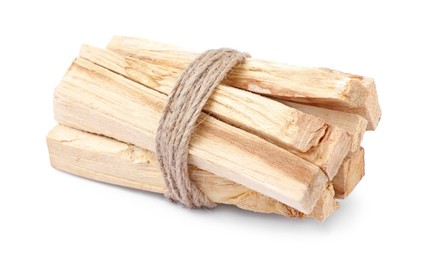 Bunch of palo santo sticks on white background