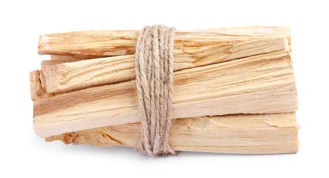 Bunch of palo santo sticks on white background