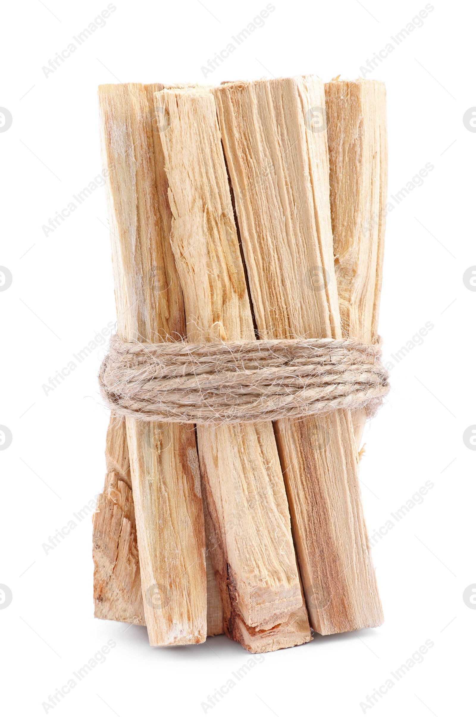 Photo of Bunch of palo santo sticks on white background