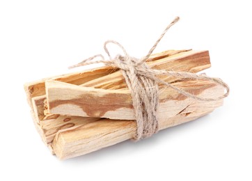 Bunch of palo santo sticks on white background