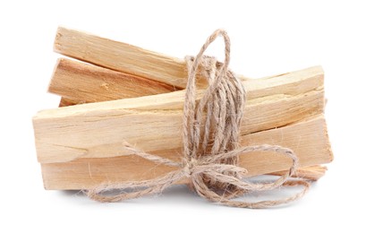 Bunch of palo santo sticks on white background