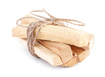 Bunch of palo santo sticks on white background