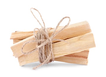 Bunch of palo santo sticks on white background