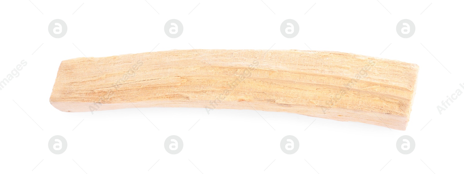 Photo of One palo santo stick on white background, above view