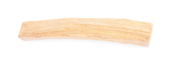 Photo of One palo santo stick on white background, above view