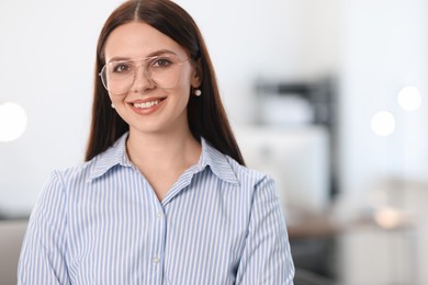 Photo of Portrait of banker in office, space for text