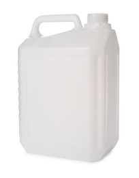 Photo of One clean plastic canister on white background