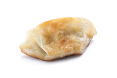 One fried gyoza dumpling isolated on white