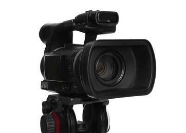 Photo of Modern professional video camera isolated on white