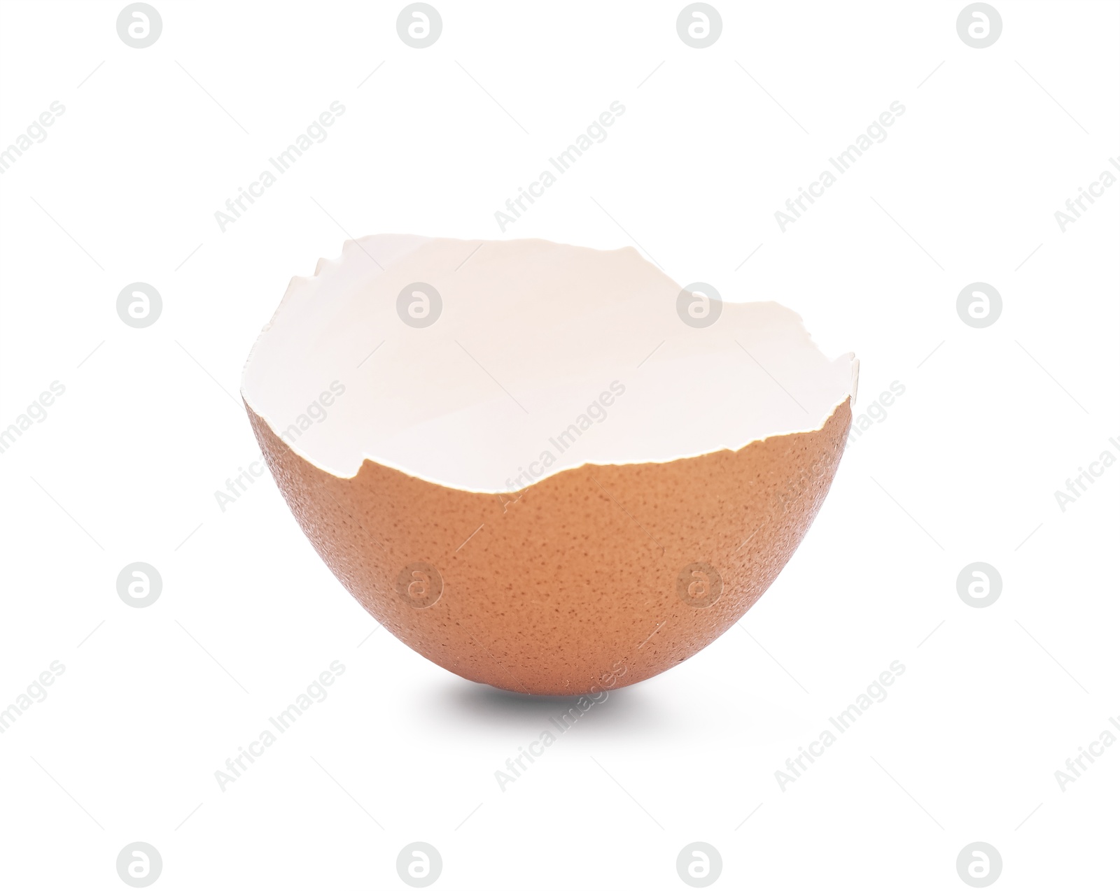 Photo of Piece of cracked eggshell isolated on white