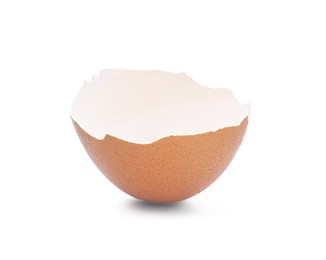 Piece of cracked eggshell isolated on white