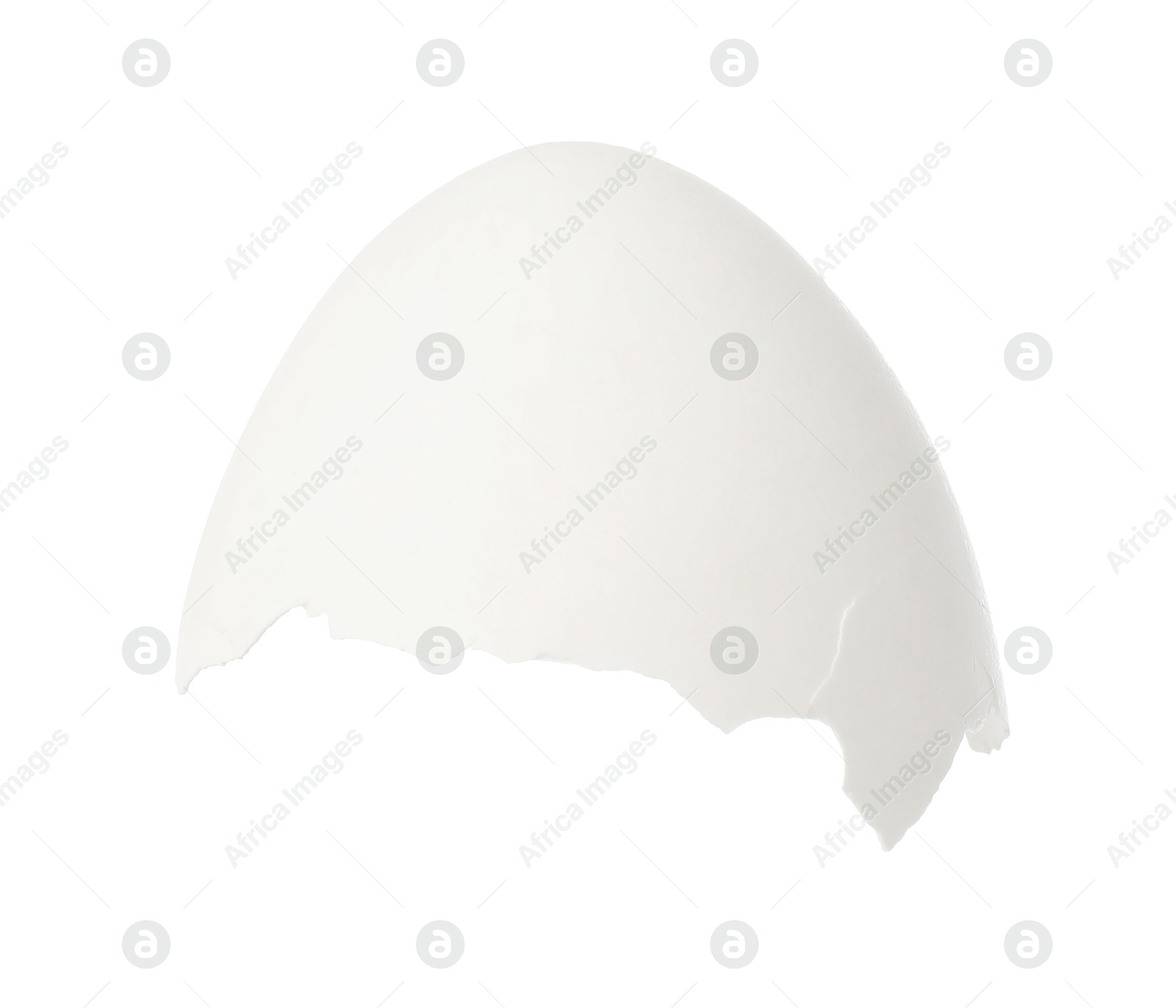 Photo of Piece of cracked eggshell isolated on white