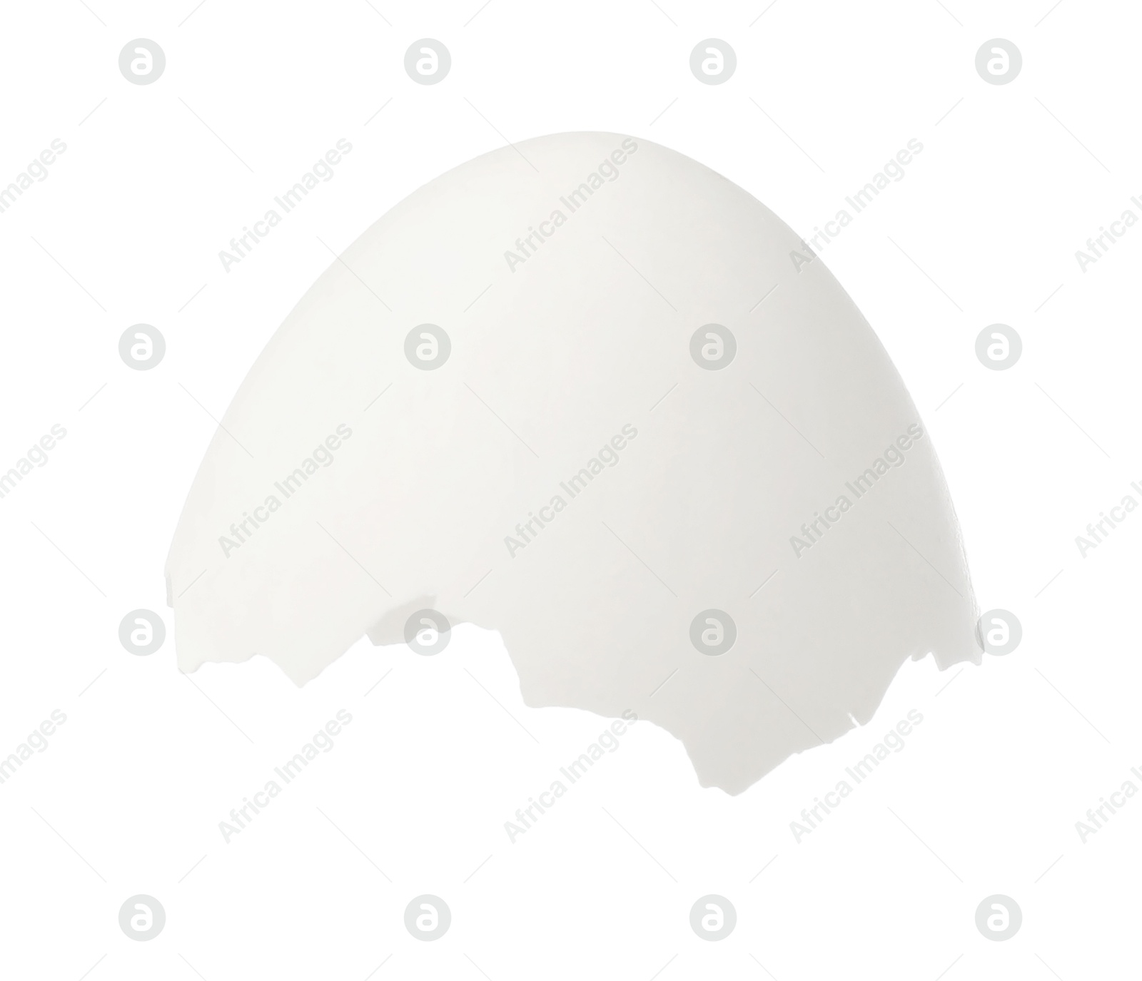 Photo of Piece of cracked eggshell isolated on white