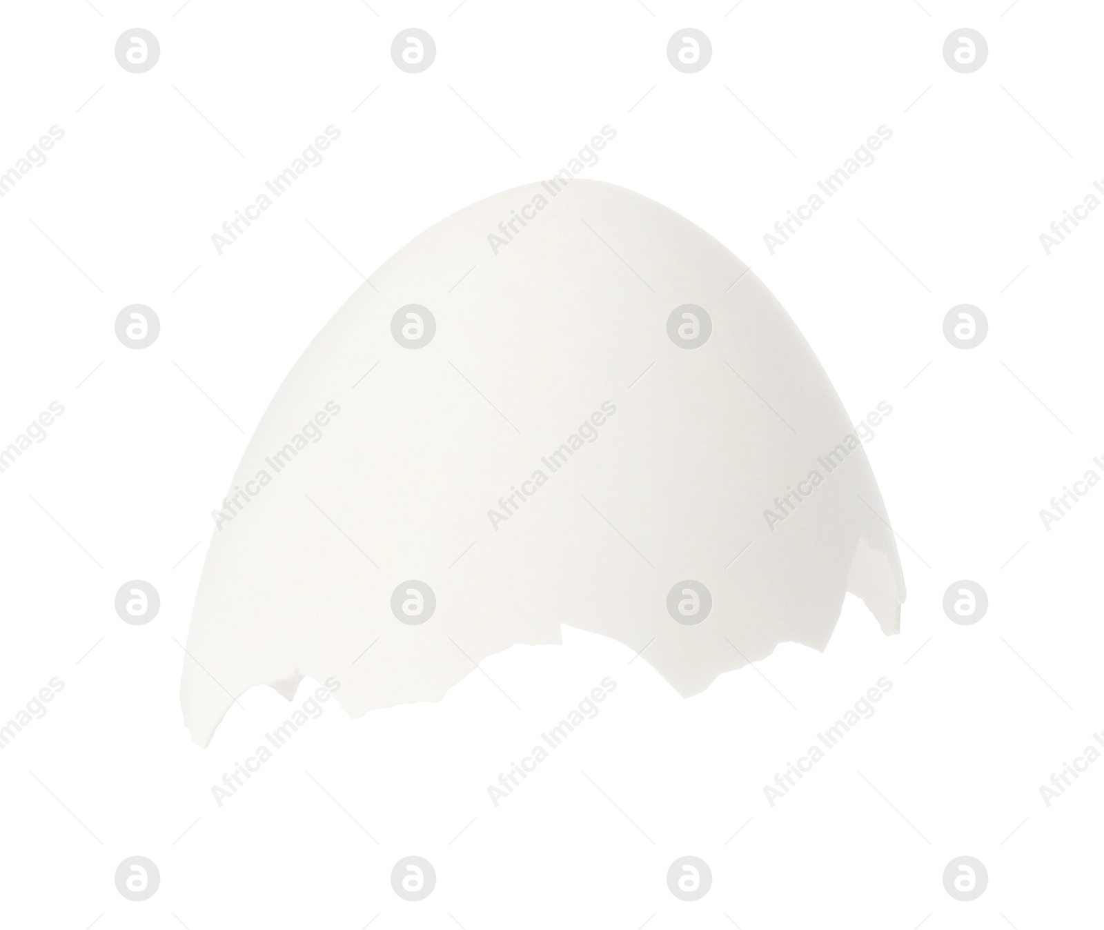 Photo of Piece of cracked eggshell isolated on white