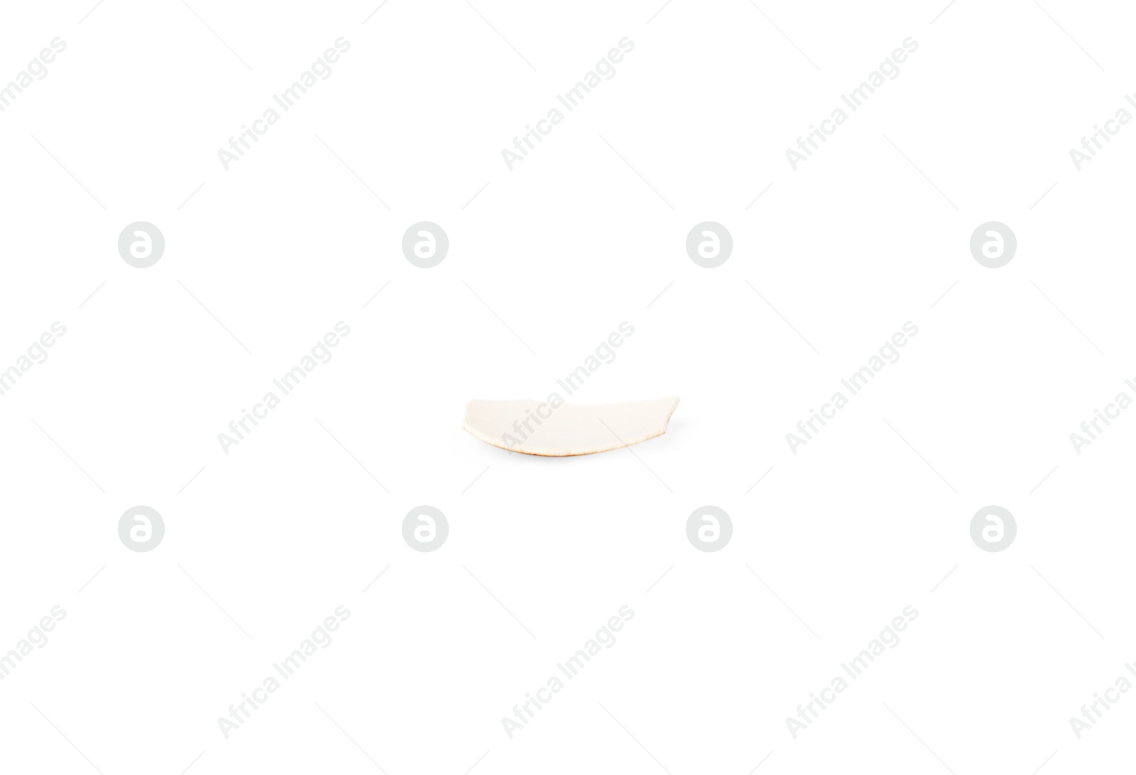 Photo of One piece of broken eggshell isolated on white