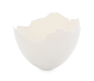 Photo of One piece of broken eggshell isolated on white