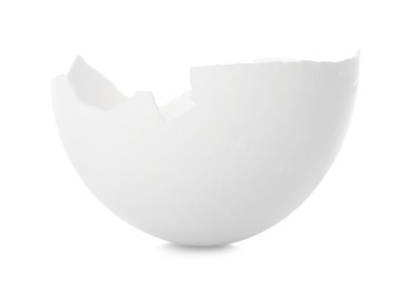 One piece of broken eggshell isolated on white