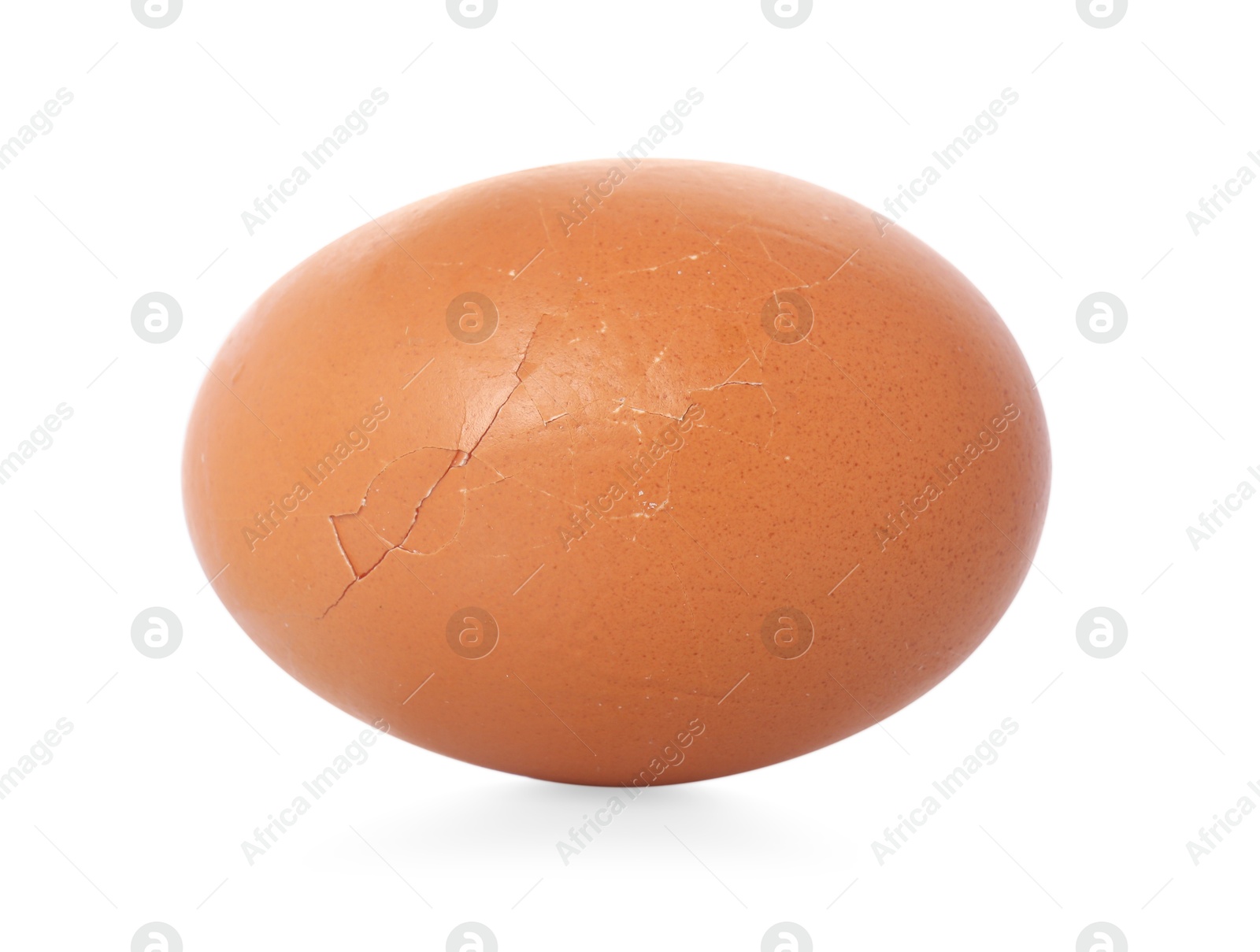 Photo of One piece of broken eggshell on mirror surface against white background