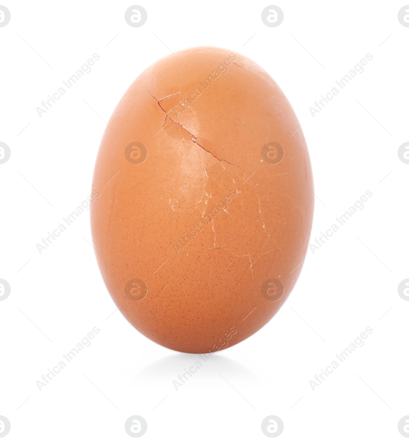 Photo of One piece of broken eggshell on mirror surface against white background