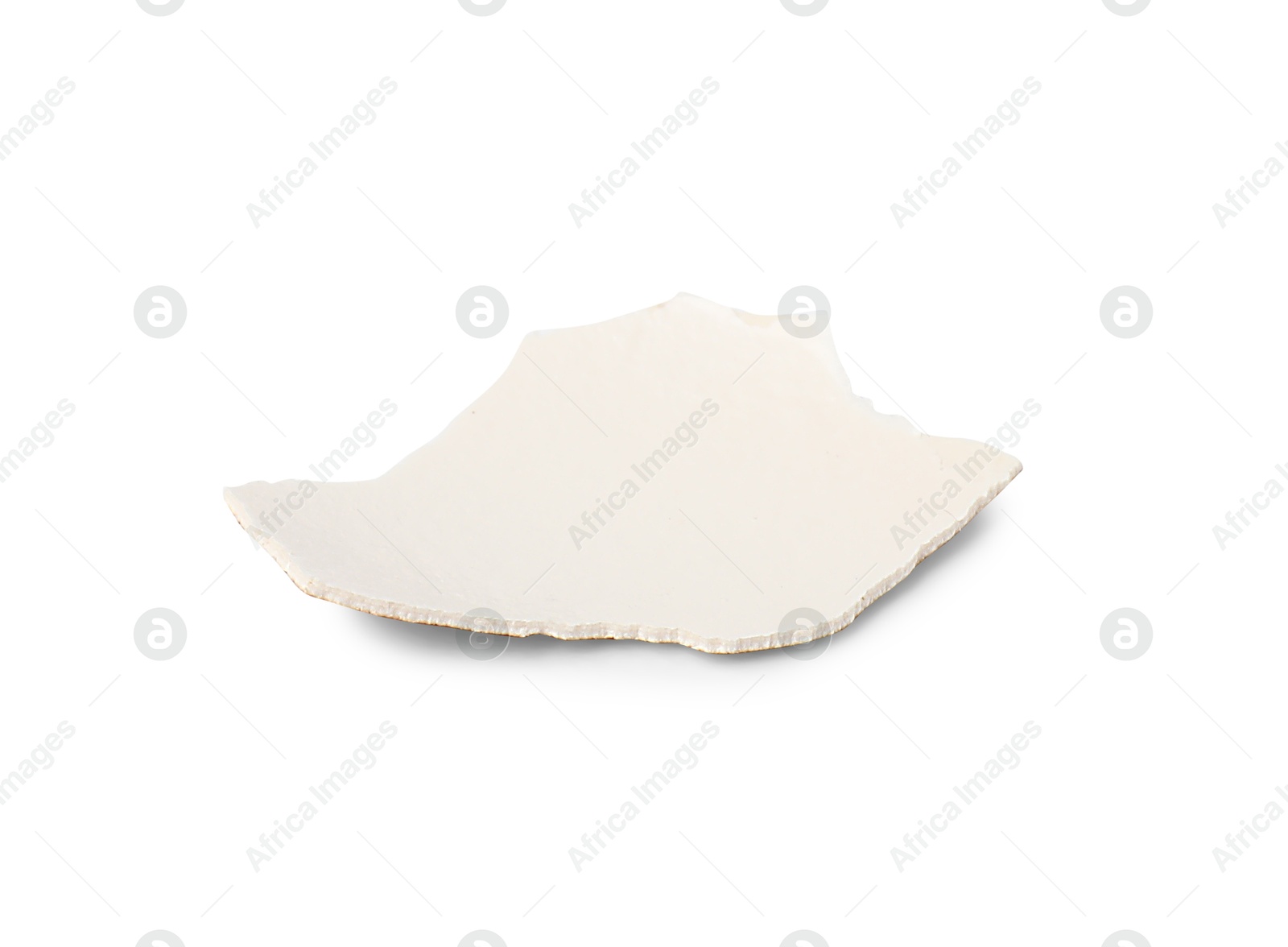 Photo of One piece of broken eggshell isolated on white