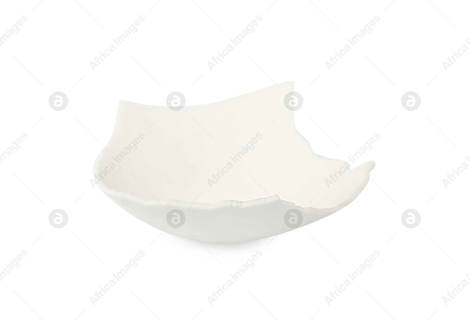 Photo of One piece of broken eggshell isolated on white