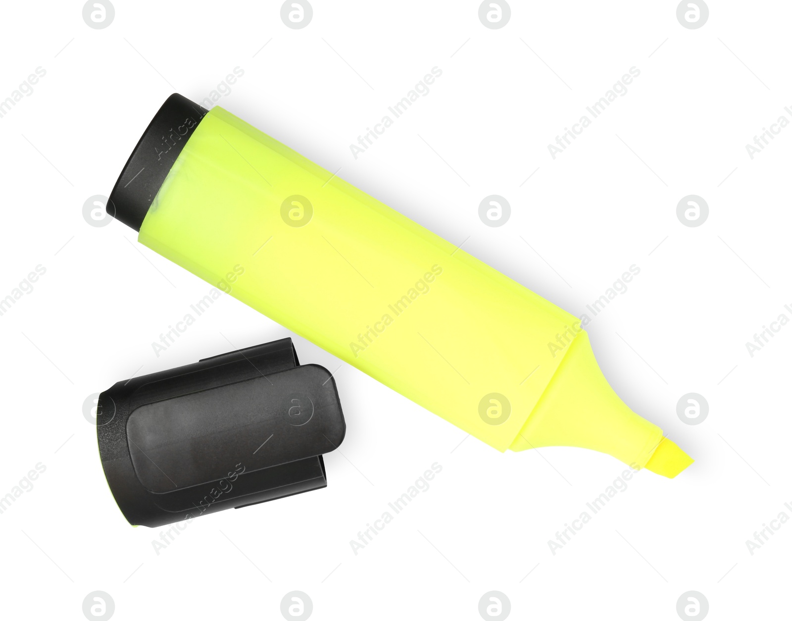 Photo of Highlighter and cap isolated on white, top view