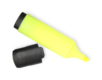 Photo of Highlighter and cap isolated on white, top view