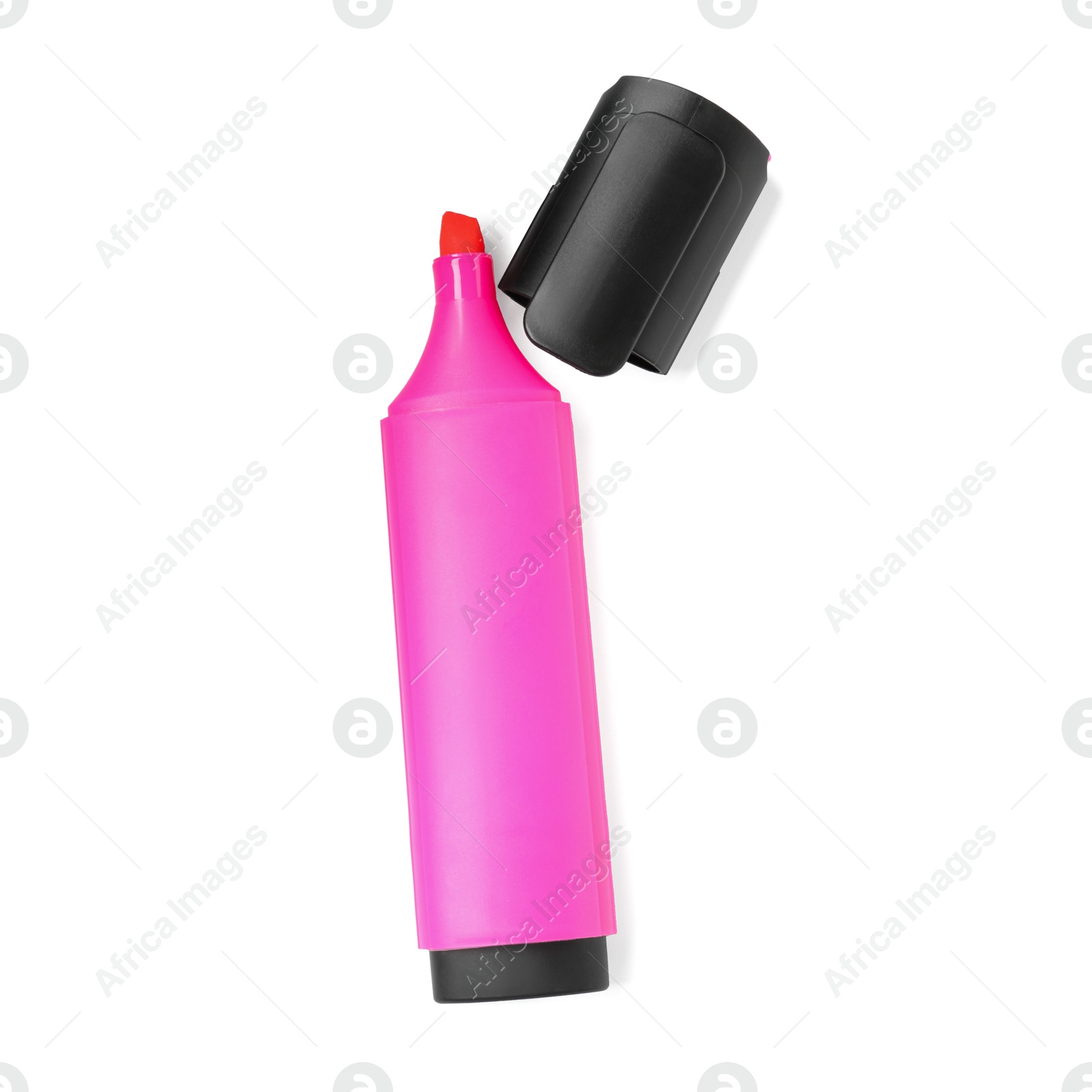 Photo of Highlighter and cap isolated on white, top view