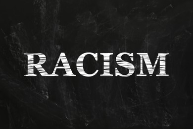 Image of Stop racism concept. Word on black chalkboard