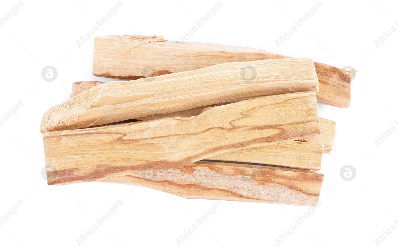 Photo of Palo santo sticks on white background, top view