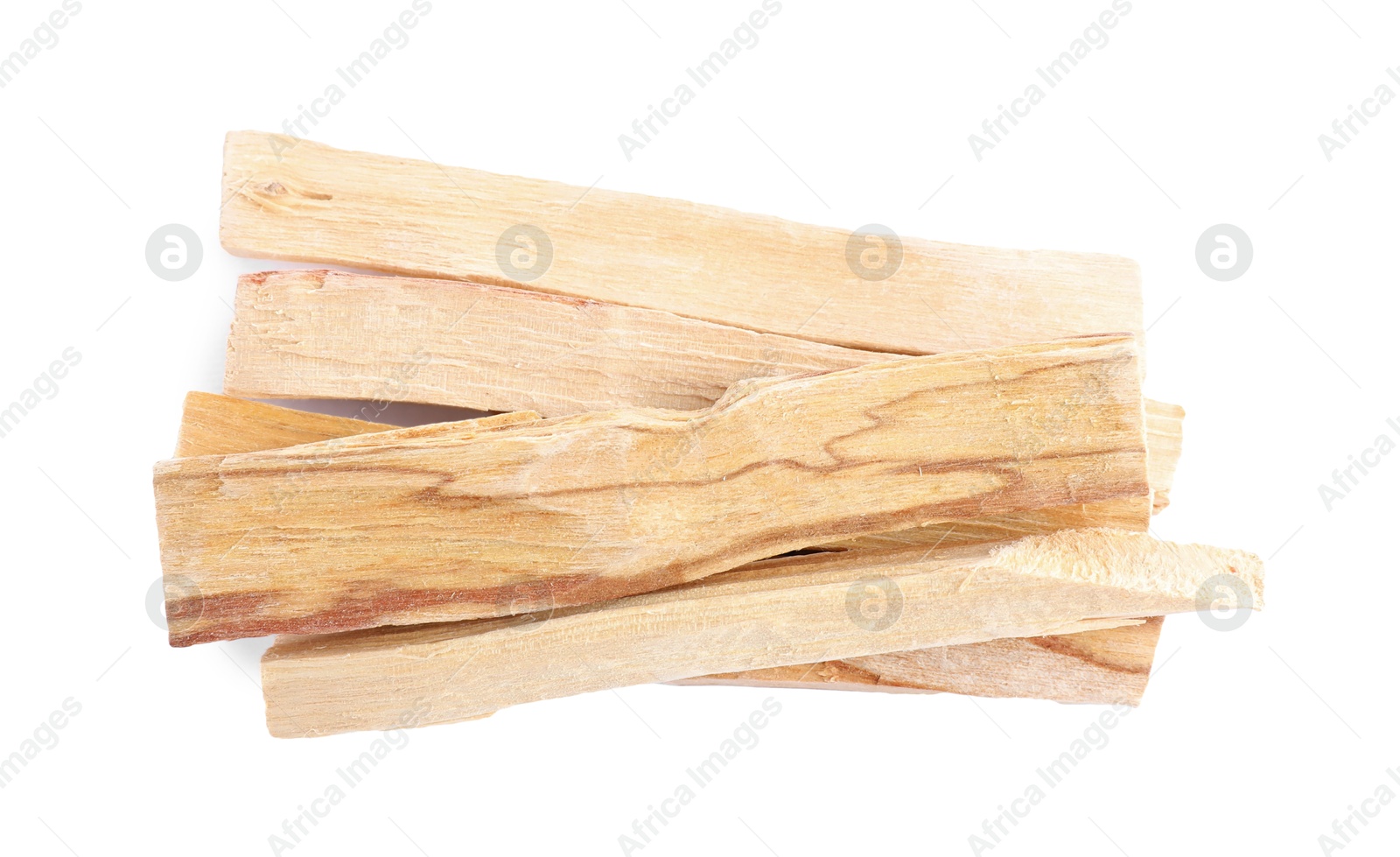 Photo of Palo santo sticks on white background, top view