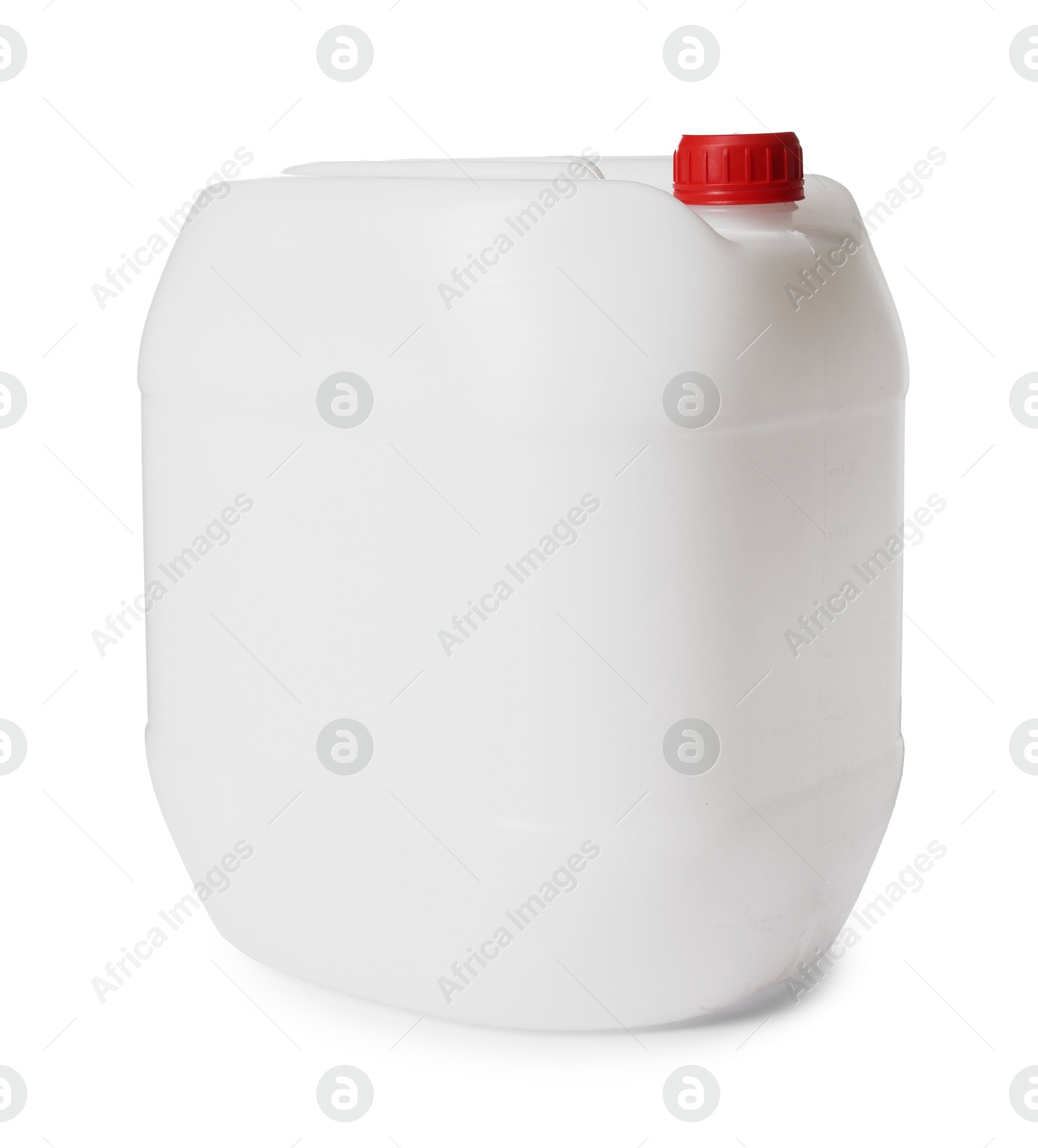 Photo of One plastic canister with cap on white background