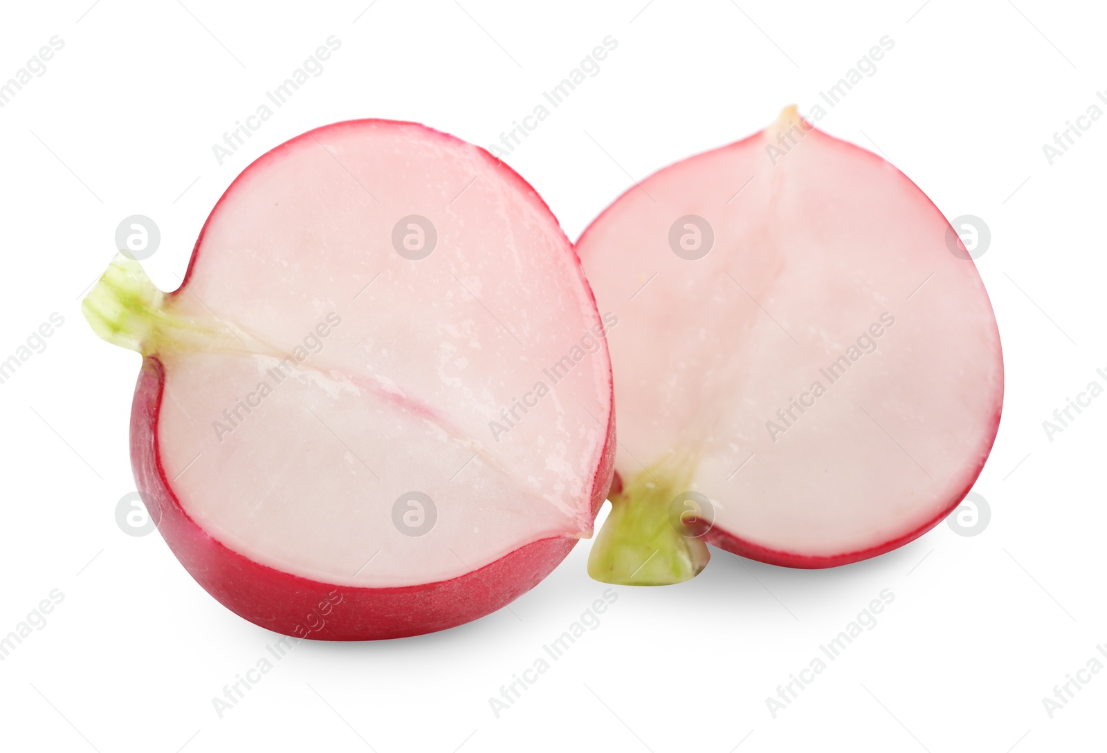 Photo of Pieces of fresh radish isolated on white