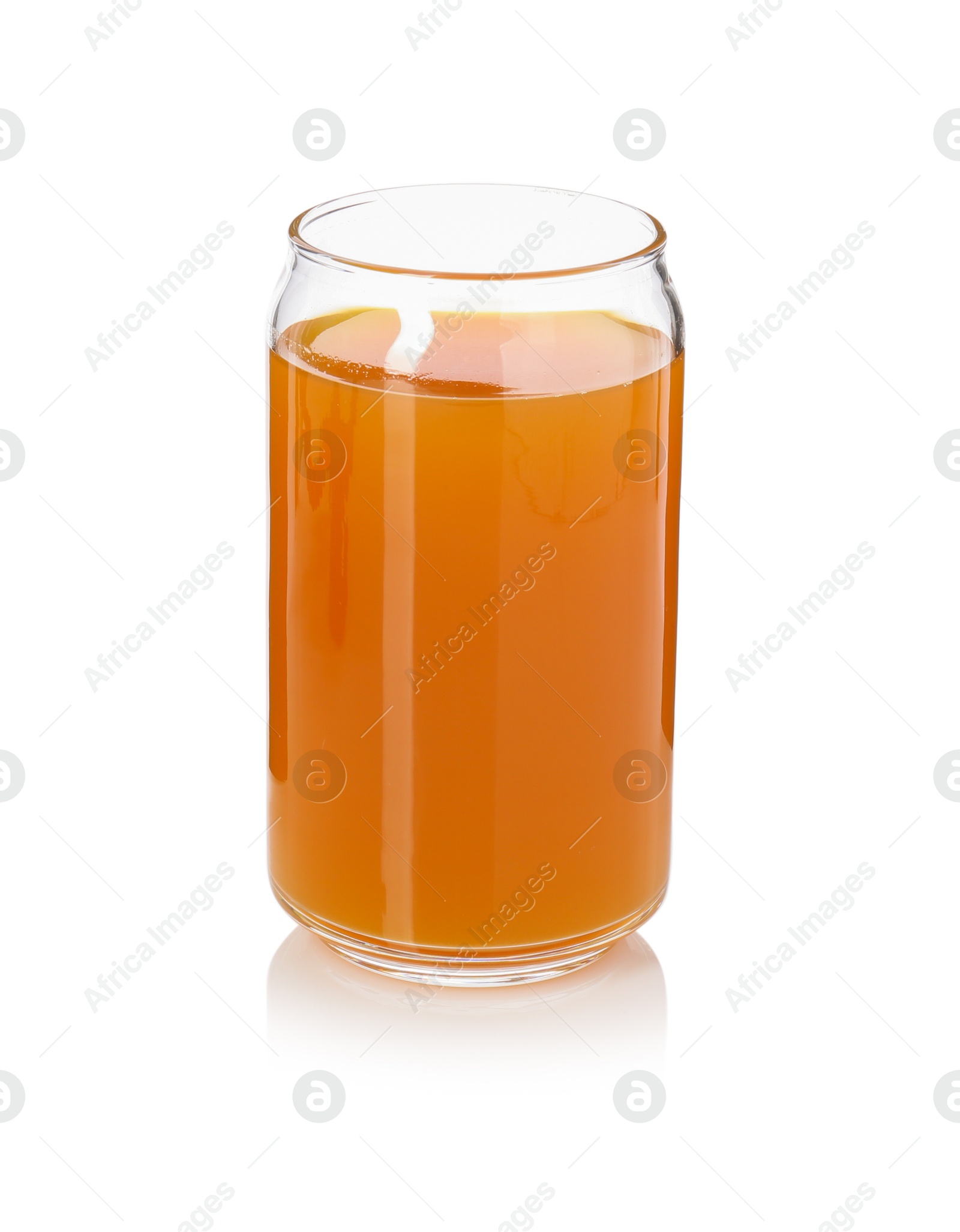 Photo of Aromatic turmeric tea in glass isolated on white