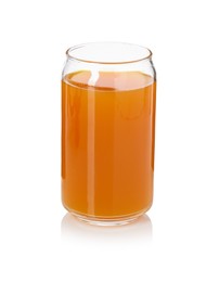 Photo of Aromatic turmeric tea in glass isolated on white