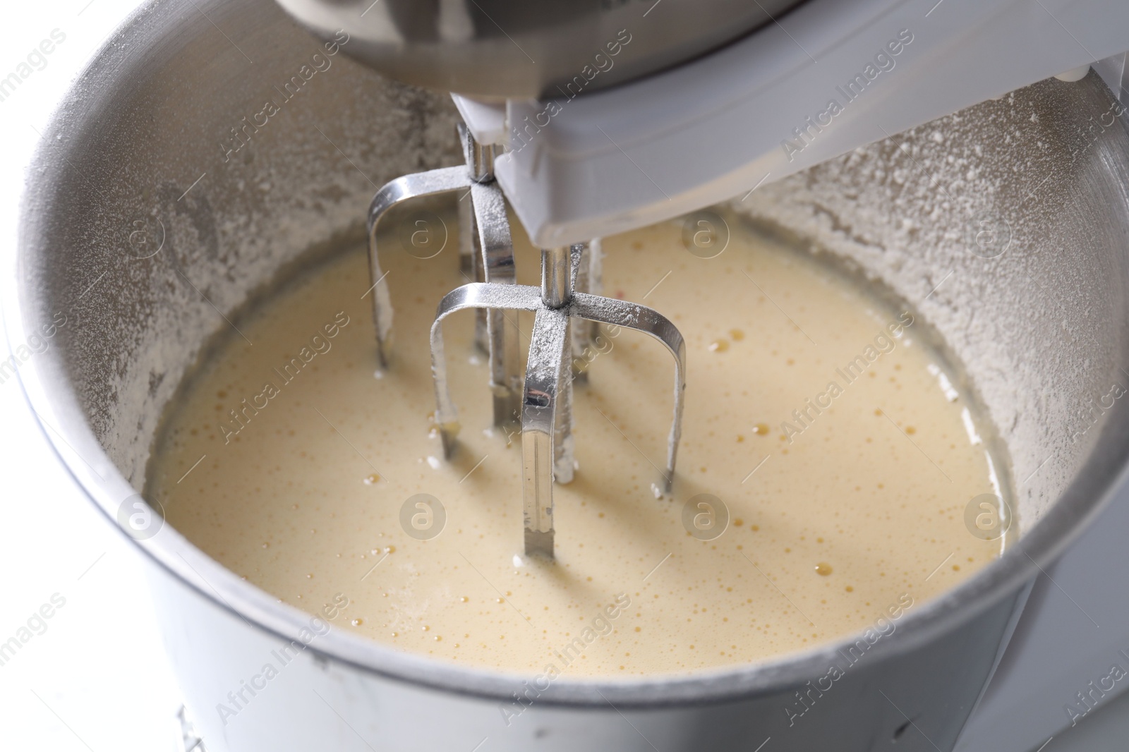 Photo of Making dough in bowl of stand mixer, closeup