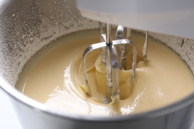 Photo of Making dough in bowl of stand mixer, closeup