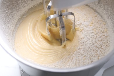 Photo of Making dough in bowl of stand mixer, closeup