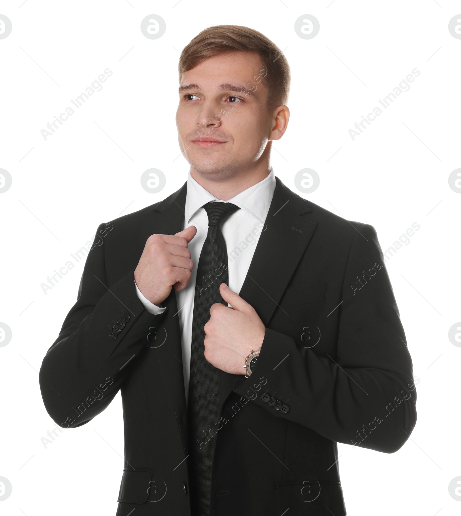 Photo of Man in classic suit on white background