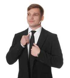 Man in classic suit on white background