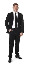 Photo of Man in classic suit on white background