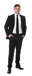 Photo of Man in classic suit on white background