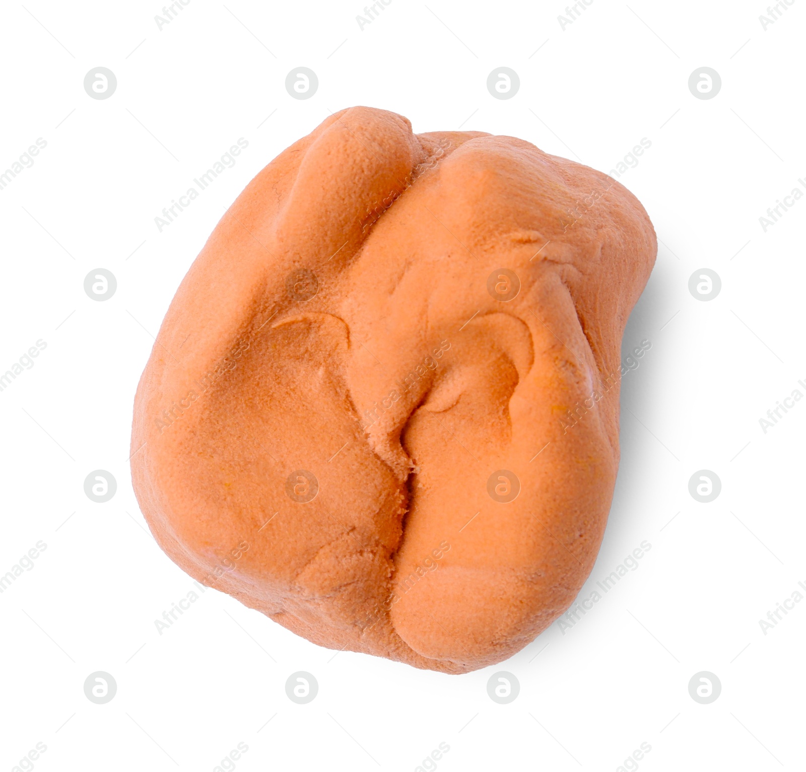 Photo of Colorful play dough isolated on white, top view