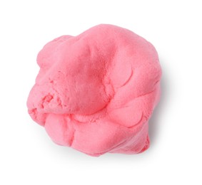 Photo of Bright pink play dough isolated on white, top view