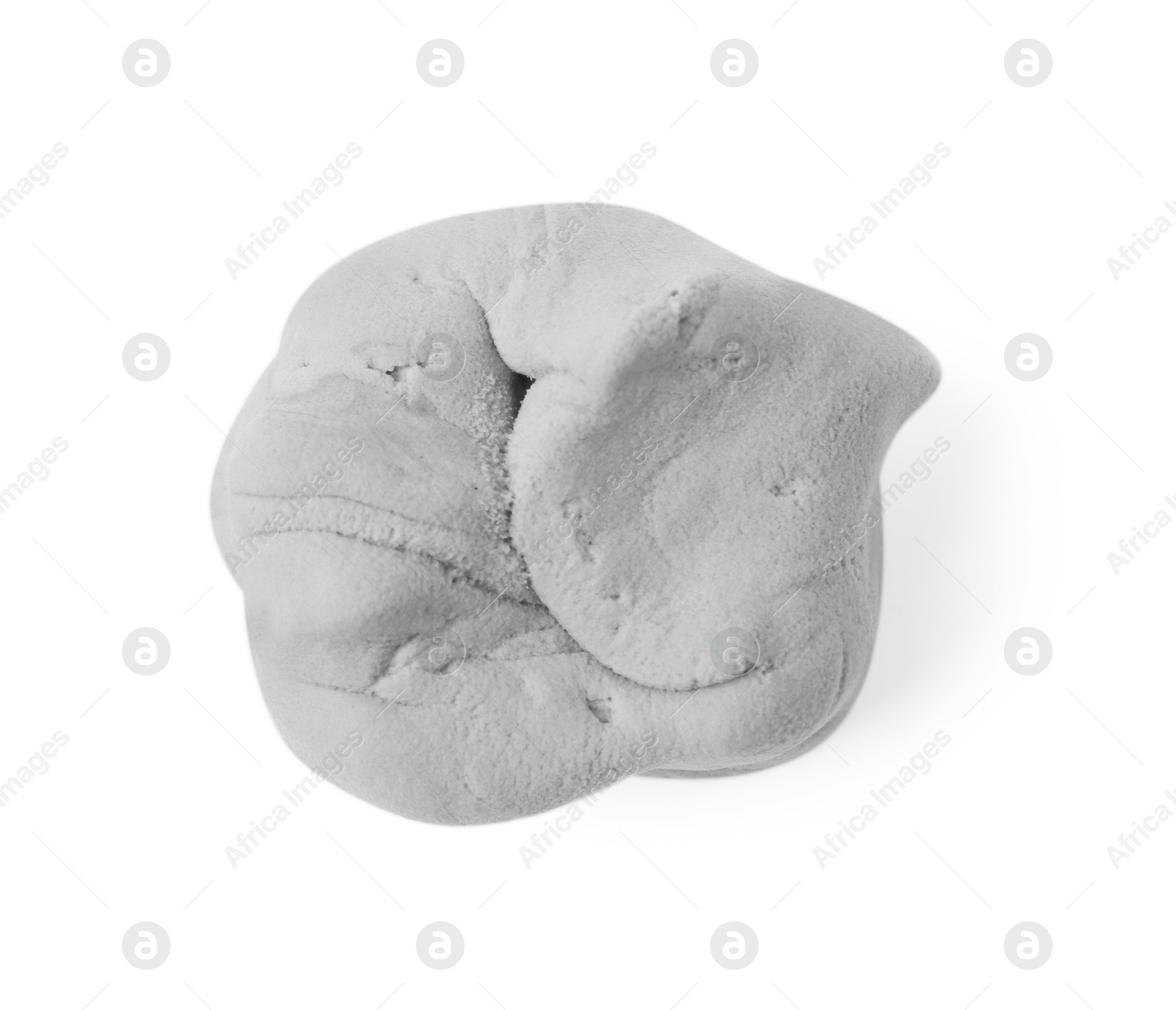 Photo of Grey play dough isolated on white, top view