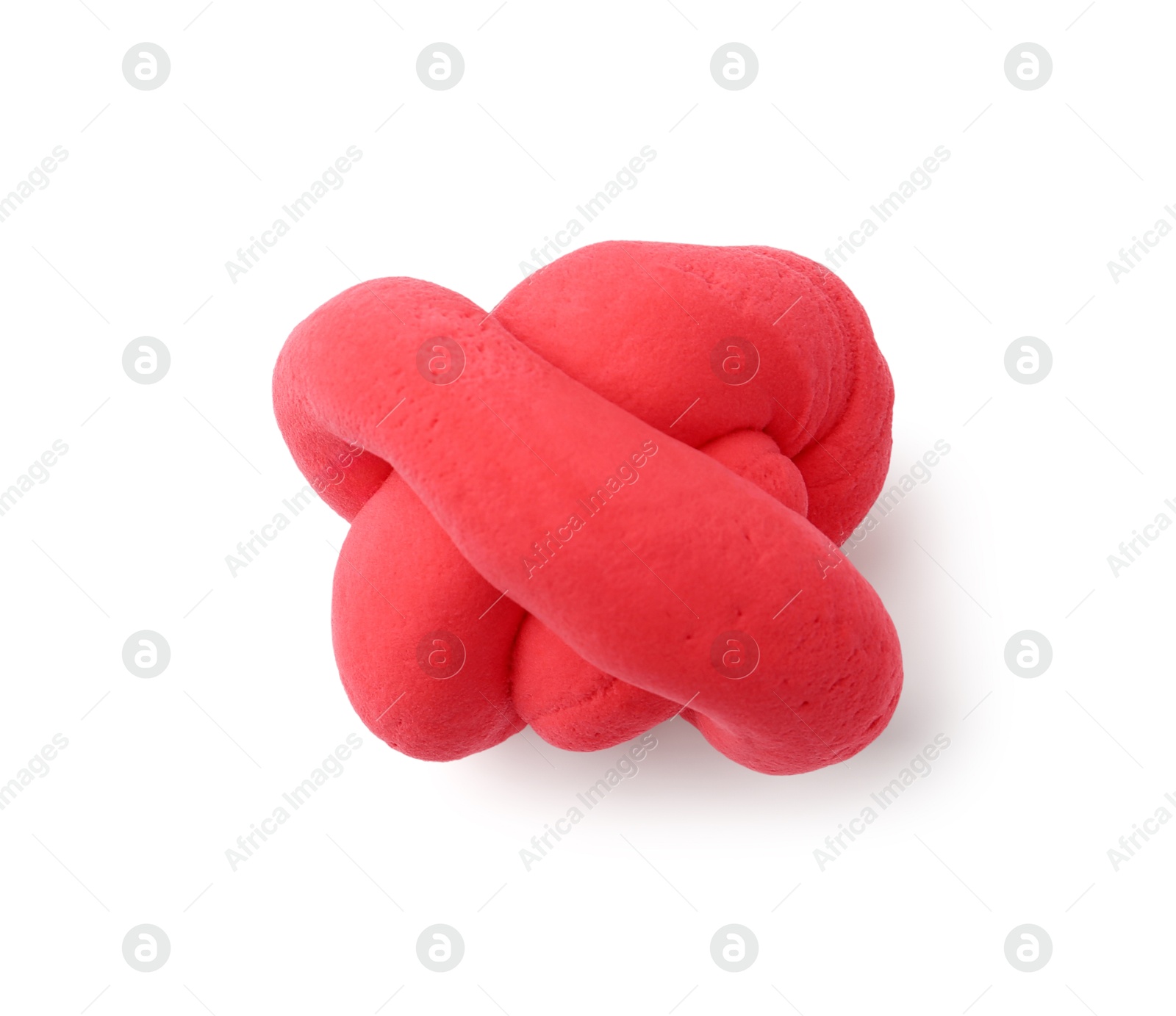 Photo of Bright red play dough isolated on white, top view