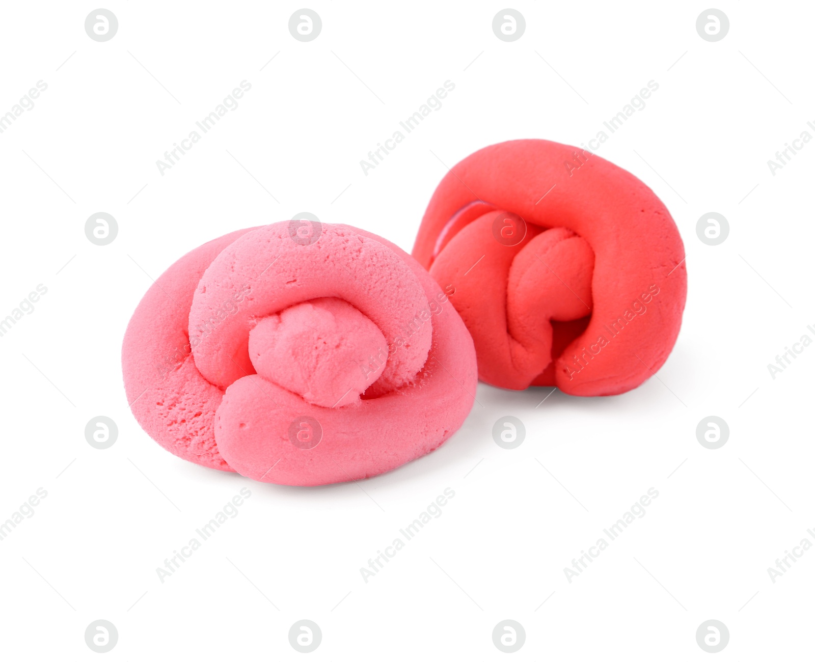 Photo of Pink and red play dough isolated on white