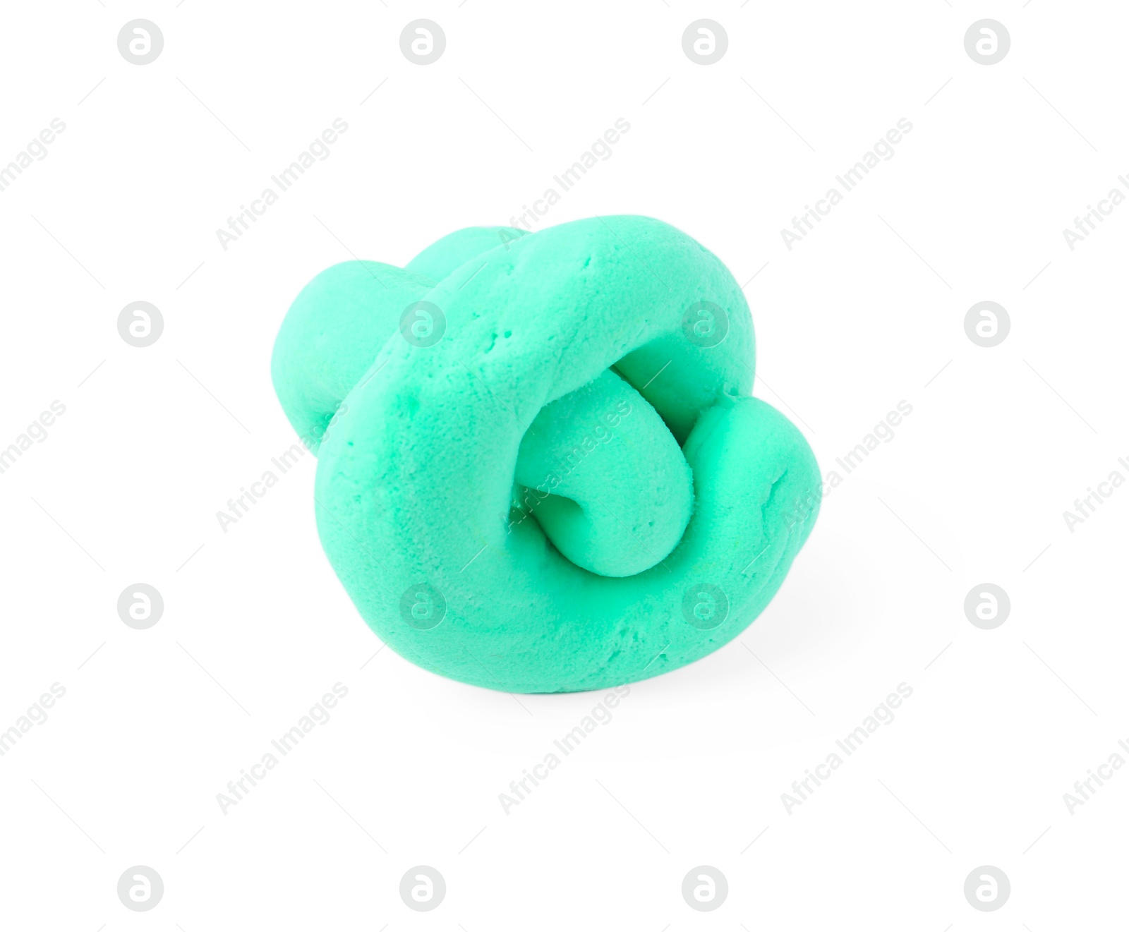 Photo of Bright turquoise play dough isolated on white